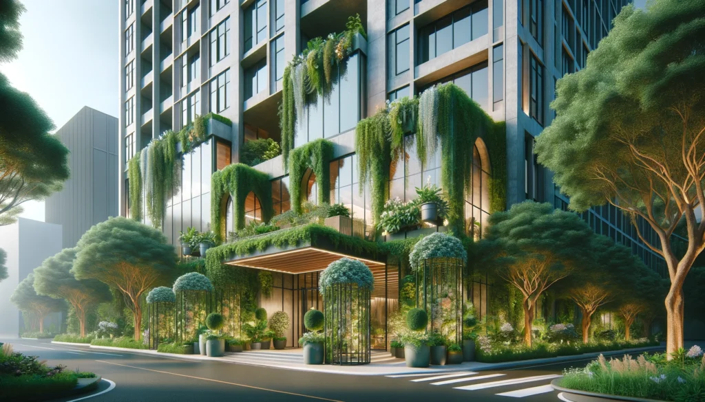 Commercial building greenery